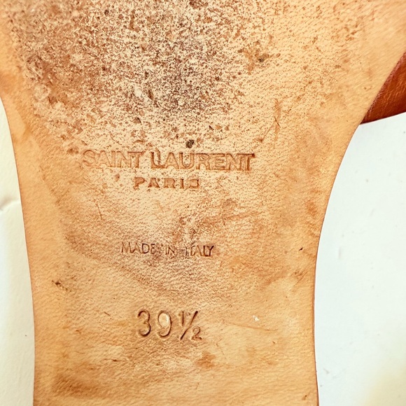 Saint Laurent Cognac Brown Leather Tribute open toe flat slide sandals EU 39.5 - Picture 11 of 11